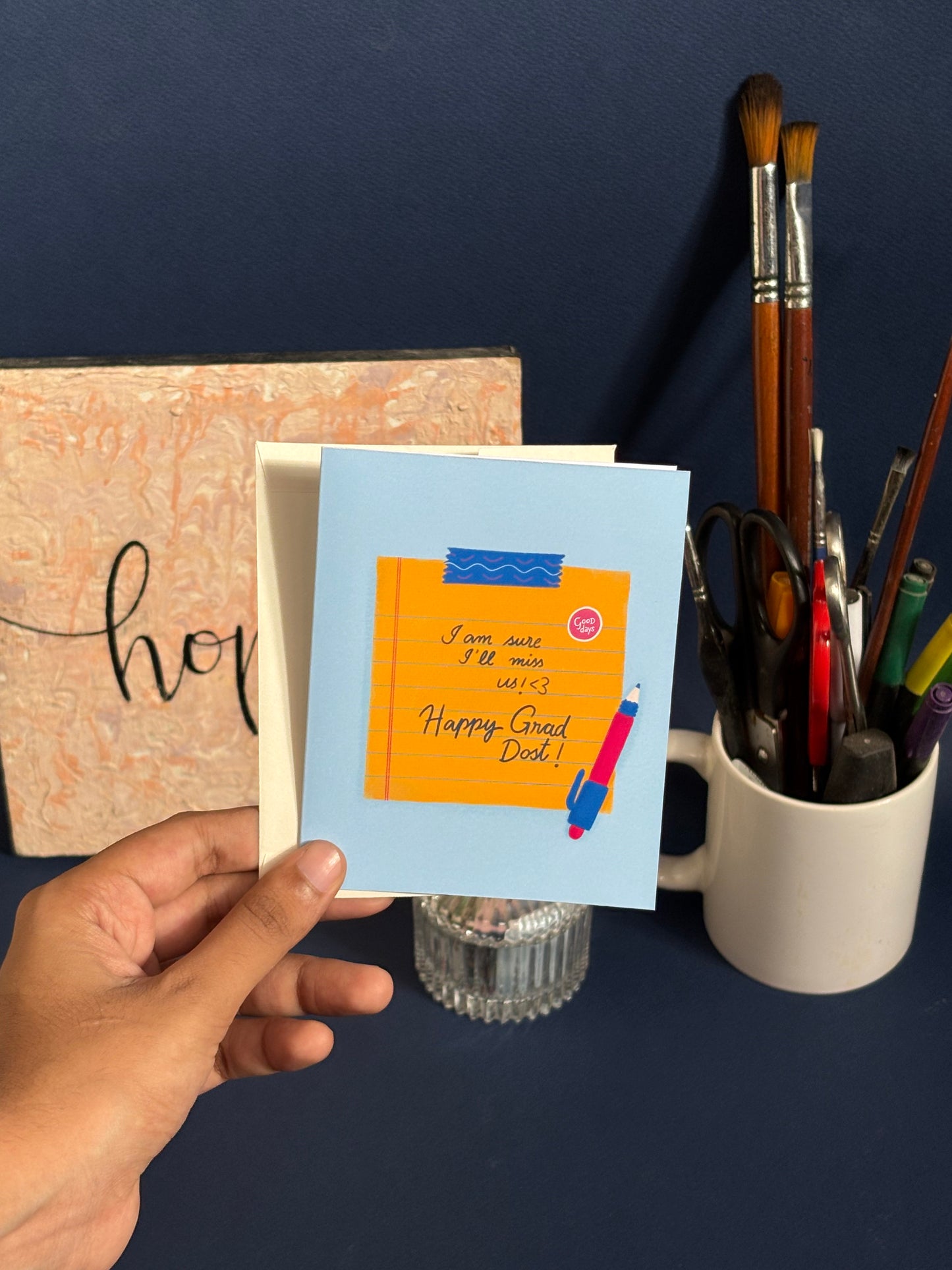 Graduation greeting card with happy grad day message